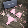 Sexy String Thong Bikini Set Pink Women Push Up Swimwear