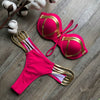 Sexy String Thong Bikini Set Pink Women Push Up Swimwear