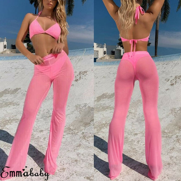 Summer Women See-Through Bikini Cover Up Sexy Long Pant