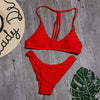 Sexy Low Waist Solid Bikini Set Women Bandage Brazilian Bikinis