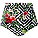 High Waist Bikini Shorts Plus Size Women Swimwear Pants Flower