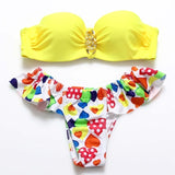 Push up swimsuit women swimwear brazilian bikini set print bathing suit