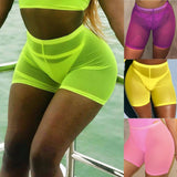 New High Waist Women Sexy Neon Green Pink Perspective Mesh