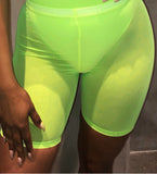 New High Waist Women Sexy Neon Green Pink Perspective Mesh