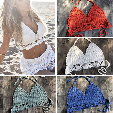 Sexy Bikini Top Crochet Strips Bandage Swimwear Beachwear Women