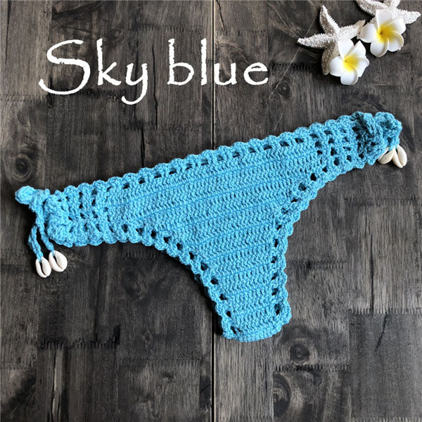 Women Sport Sexy Bikini Thong Handmade Crochet Swimwear Bikini