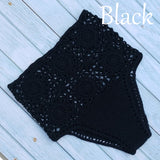 High Waist Bikini Plus Size Bottoms Thong Womens Crochet Flower