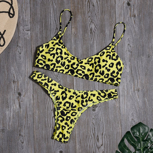 Bikinis Sexy de leopardo para mujer, traje de baño con estampado de serpiente