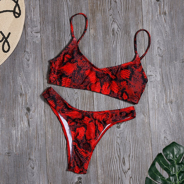 Bikinis Sexy de leopardo para mujer, traje de baño con estampado de serpiente