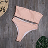 Bikini sólido Sexy para Mujer, bañador de cintura alta, última novedad