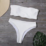 Bikini sólido Sexy para Mujer, bañador de cintura alta, última novedad